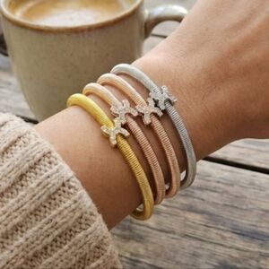 Swarovski elements Women's Gold and Silver stack bracelets gold silver rose gold